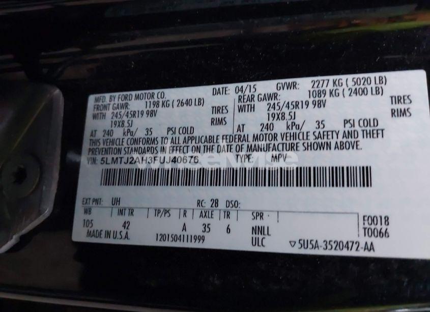 Photo 9 of 2015 Lincoln Mkc N/A (VIN 5LMTJ2AH3FUJ40676)