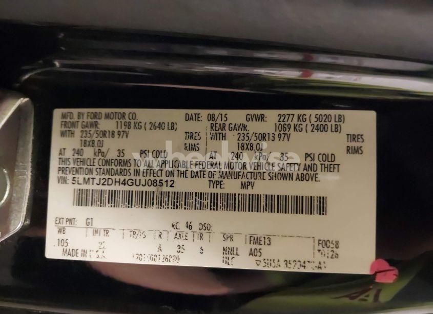 Photo 9 of 2016 Lincoln Mkc SELECT (VIN 5LMTJ2DH4GUJ08512)