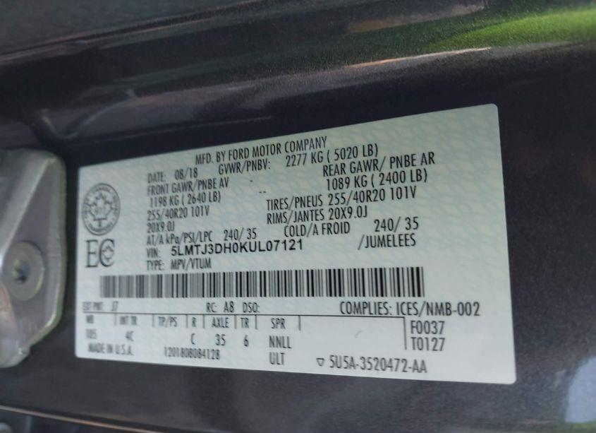 Photo 9 of 2019 Lincoln Mkc RESERVE (VIN 5LMTJ3DH0KUL07121)