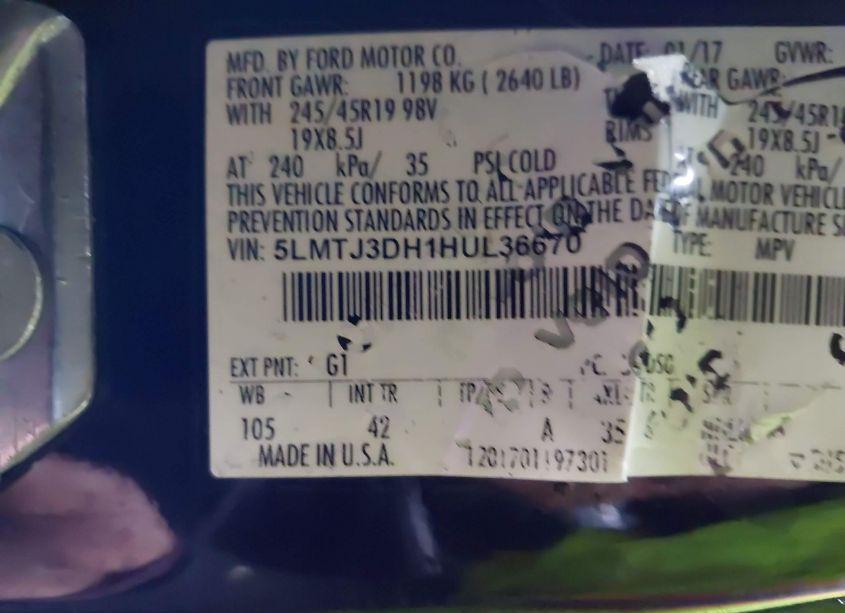 Photo 9 of 2017 Lincoln Mkc RESERVE (VIN 5LMTJ3DH1HUL36670)