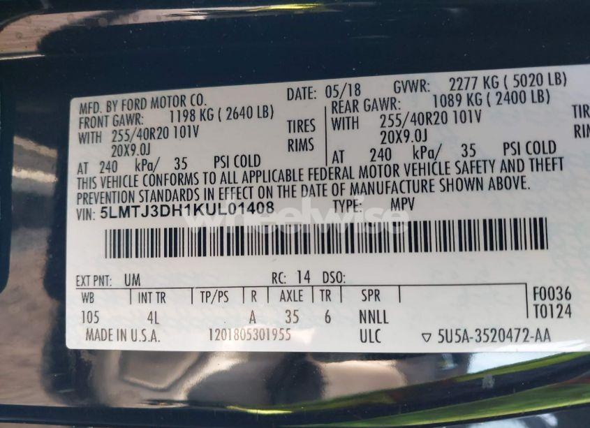 Photo 9 of 2019 Lincoln Mkc RESERVE (VIN 5LMTJ3DH1KUL01408)