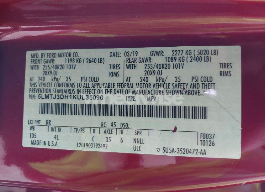 Photo 9 of 2019 Lincoln Mkc RESERVE (VIN 5LMTJ3DH1KUL35090)