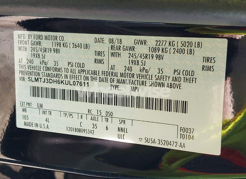 Photo 9 of 2019 Lincoln Mkc RESERVE (VIN 5LMTJ3DH6KUL07611)