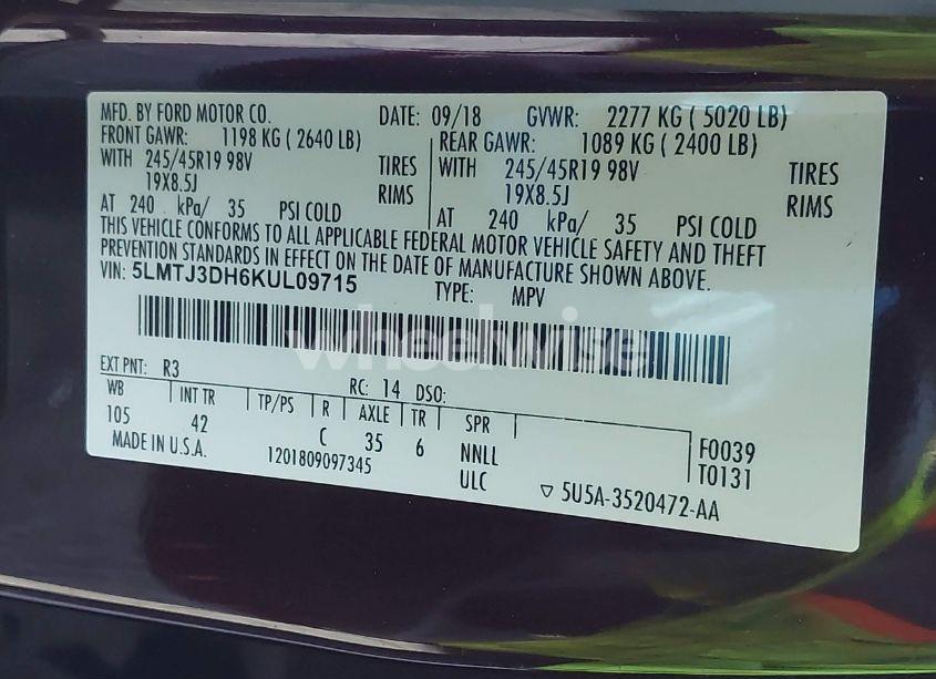 Photo 9 of 2019 Lincoln Mkc RESERVE (VIN 5LMTJ3DH6KUL09715)