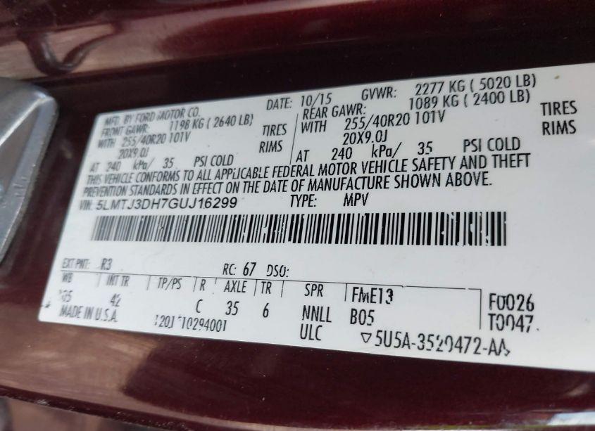 Photo 9 of 2016 Lincoln Mkc RESERVE (VIN 5LMTJ3DH7GUJ16299)