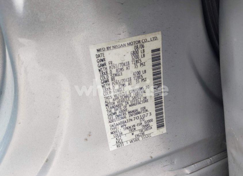 Photo 9 of 2007 Nissan Armada LE (VIN 5N1AA08A37N701073)