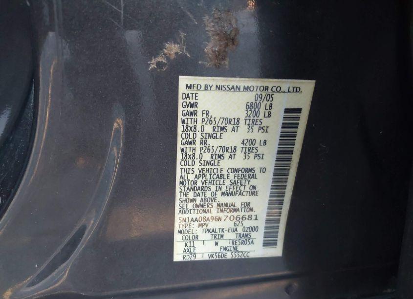 Photo 9 of 2006 Nissan Armada SE (VIN 5N1AA08A96N706681)