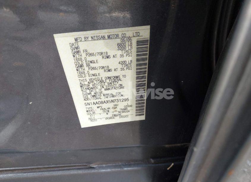 Photo 9 of 2005 Nissan Armada LE (VIN 5N1AA08AX5N731295)