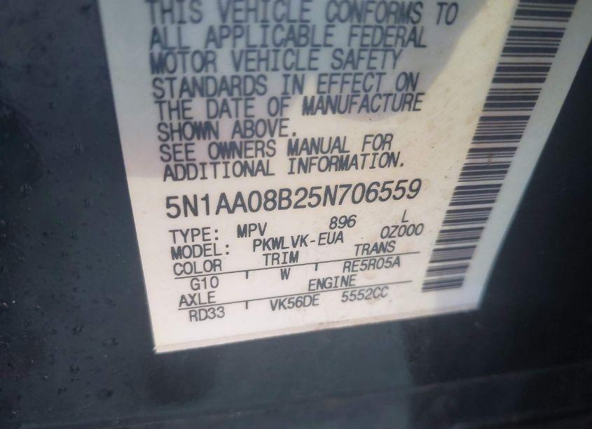 Photo 9 of 2005 Nissan Armada LE (VIN 5N1AA08B25N706559)