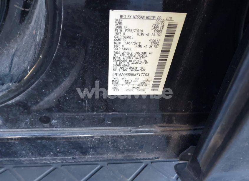 Photo 9 of 2005 Nissan Armada SE (VIN 5N1AA08B55N717703)