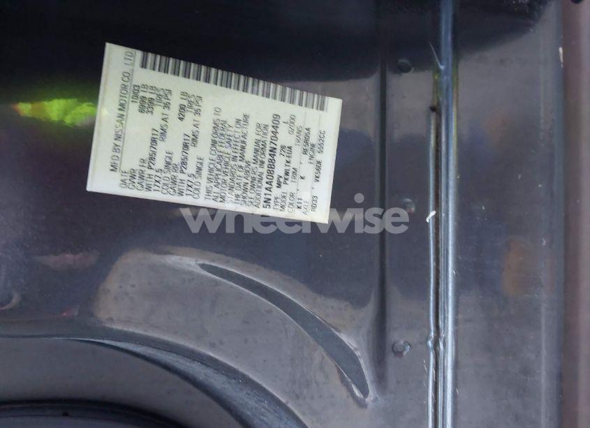 Photo 9 of 2004 Nissan Pathfinder ARMADA SE OFF-ROAD (VIN 5N1AA08B84N704409)