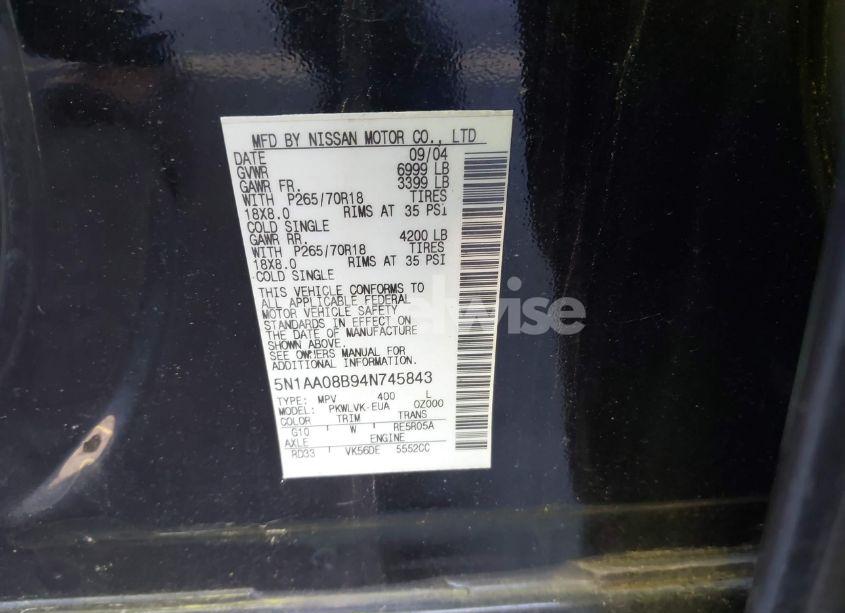 Photo 9 of 2004 Nissan Pathfinder ARMADA LE (VIN 5N1AA08B94N745843)