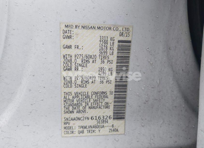 Photo 9 of 2015 Nissan Armada SL (VIN 5N1AA0NC2FN616326)