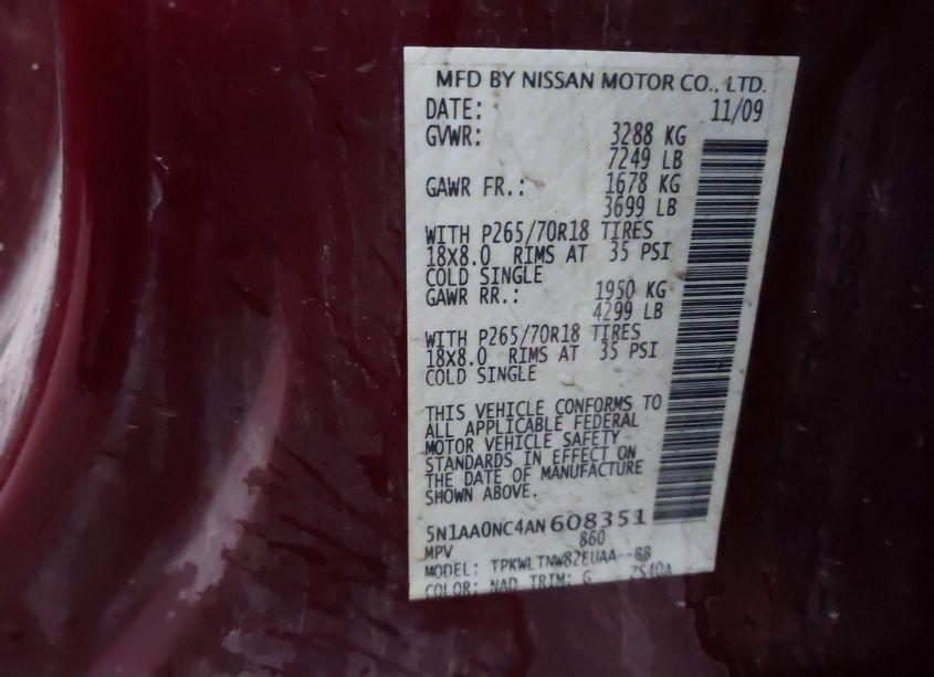 Photo 9 of 2010 Nissan Armada SE (VIN 5N1AA0NC4AN608351)