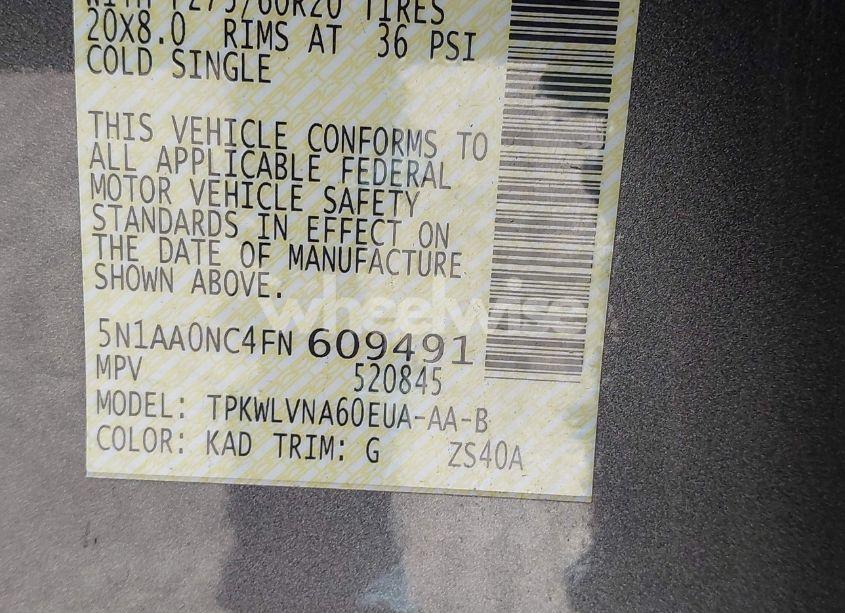 Photo 9 of 2015 Nissan Armada SL (VIN 5N1AA0NC4FN609491)