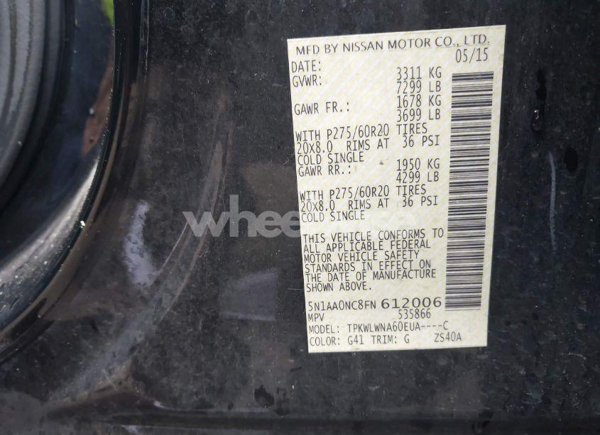 Photo 9 of 2015 Nissan Armada PLATINUM (VIN 5N1AA0NC8FN612006)