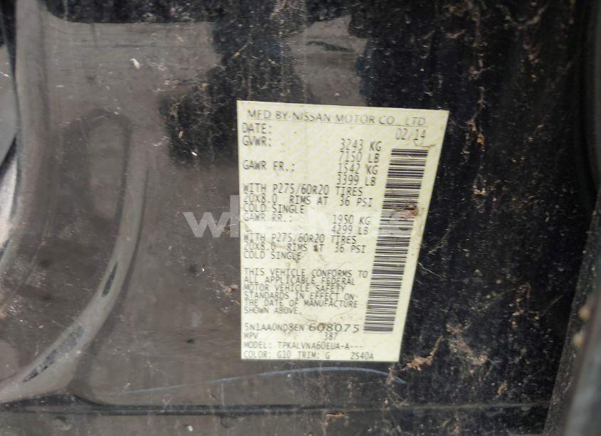 Photo 9 of 2014 Nissan Armada PLATINUM/SL/SV (VIN 5N1AA0ND8EN608075)