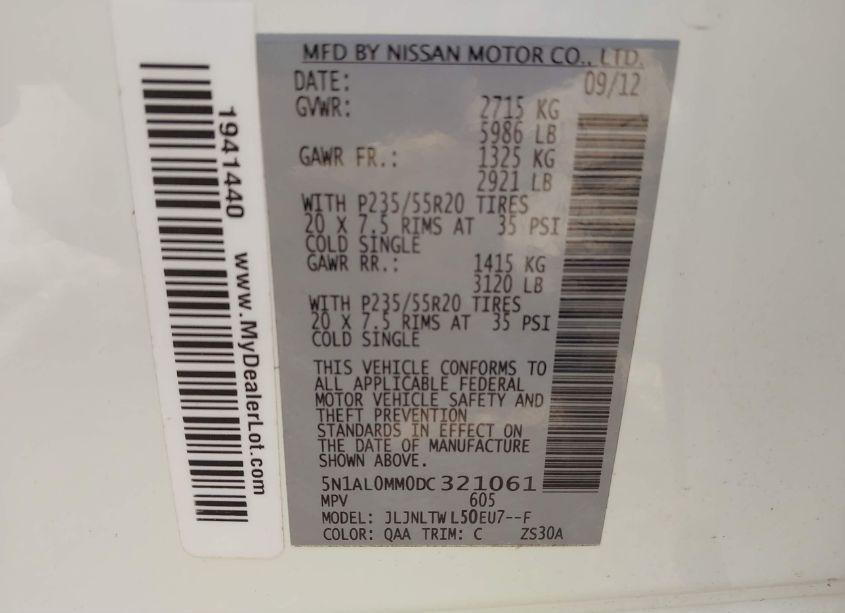 Photo 9 of 2013 Infiniti Jx35 (VIN 5N1AL0MM0DC321061)