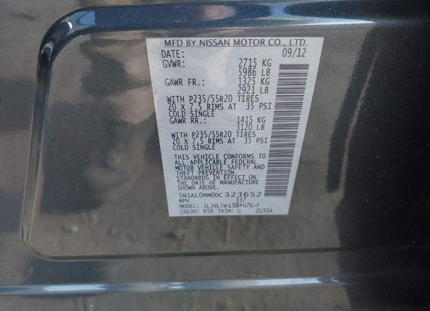 Photo 9 of 2013 Infiniti Jx35 (VIN 5N1AL0MM0DC323652)