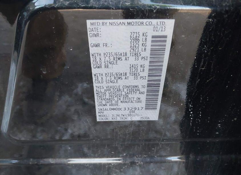 Photo 9 of 2013 Infiniti Jx35 (VIN 5N1AL0MM0DC332917)