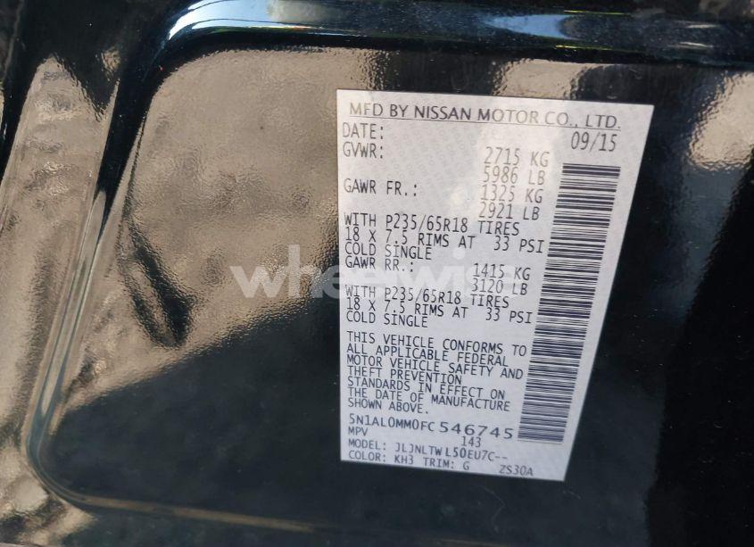 Photo 9 of 2015 Infiniti Qx60 (VIN 5N1AL0MM0FC546745)