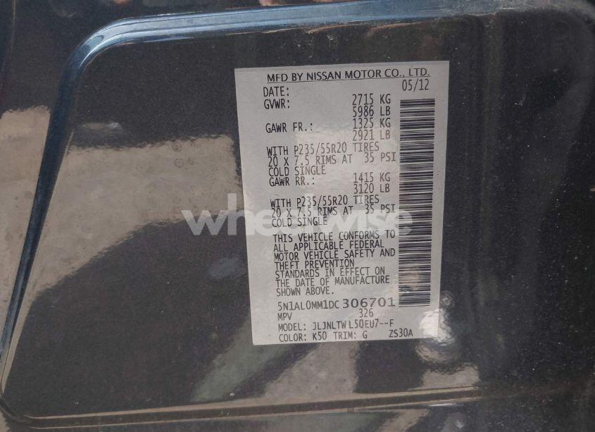 Photo 9 of 2013 Infiniti Jx35 (VIN 5N1AL0MM1DC306701)