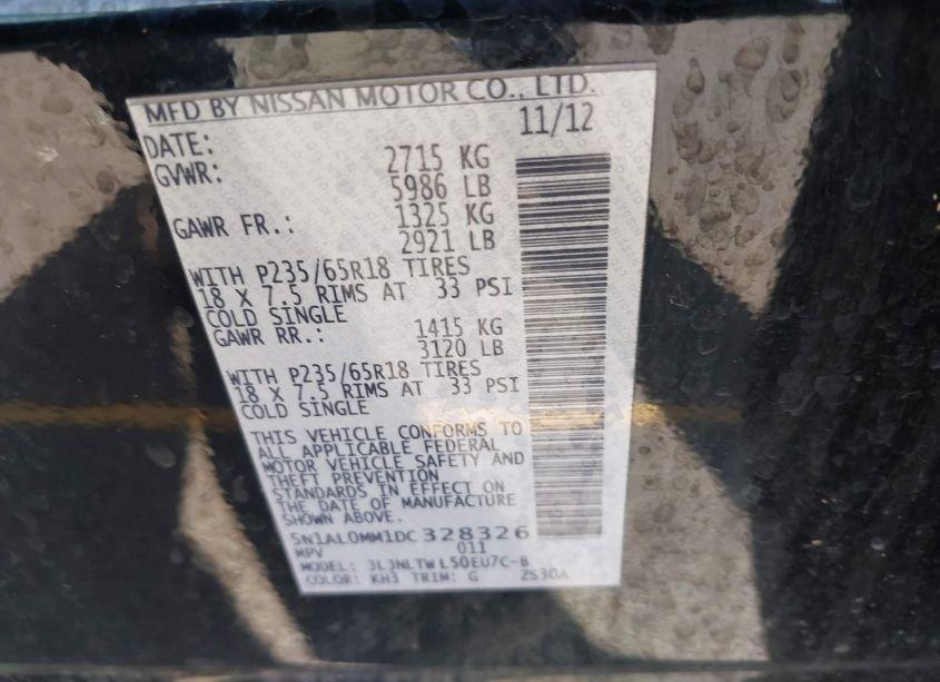 Photo 9 of 2013 Infiniti Jx35 (VIN 5N1AL0MM1DC328326)