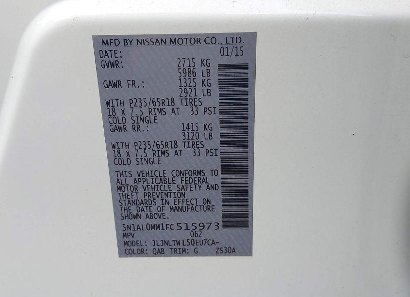 Photo 9 of 2015 Infiniti Qx60 BASE (CVT) (VIN 5N1AL0MM1FC515973)