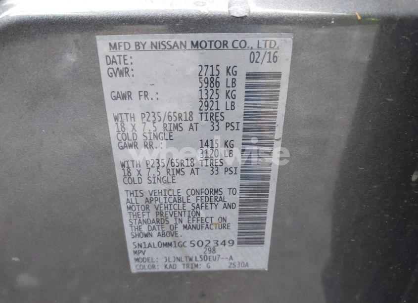 Photo 9 of 2016 Infiniti Qx60 (VIN 5N1AL0MM1GC502349)