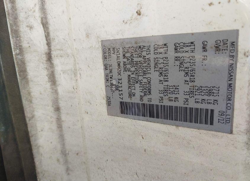 Photo 9 of 2013 Infiniti Jx35 (VIN 5N1AL0MM2DC321157)