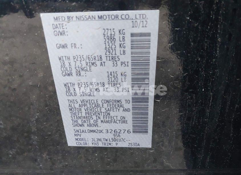 Photo 9 of 2013 Infiniti Jx35 (VIN 5N1AL0MM2DC326276)