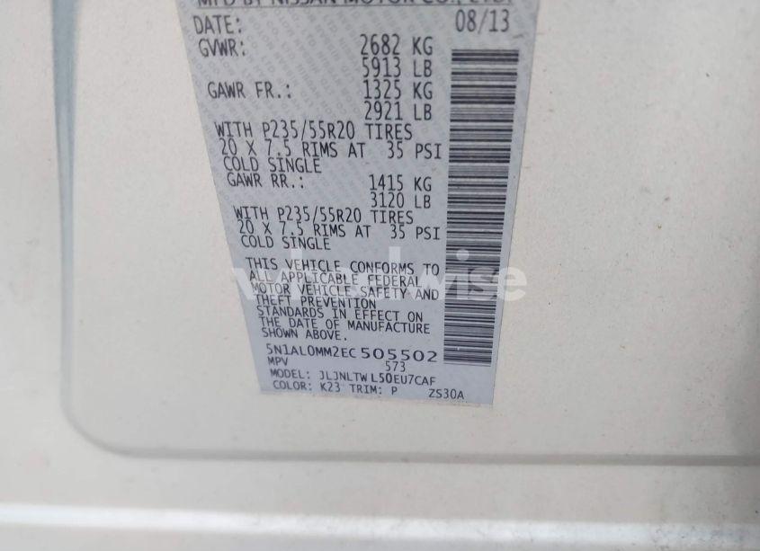 Photo 9 of 2014 Infiniti Qx60 (VIN 5N1AL0MM2EC505502)