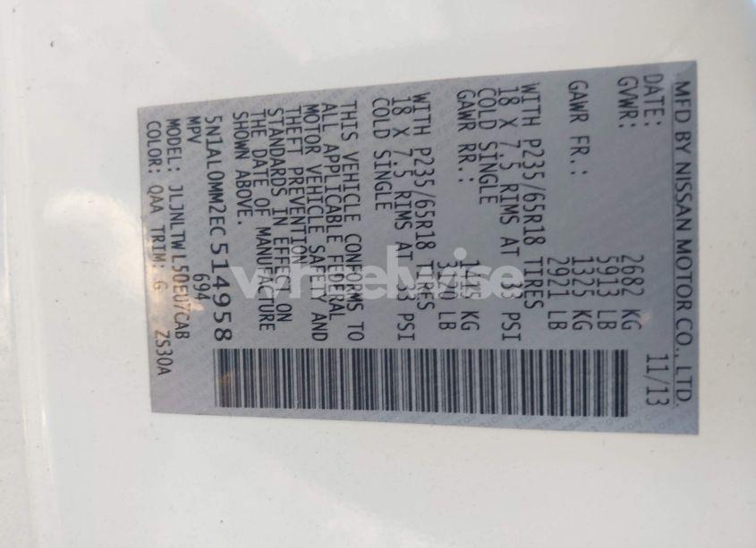 Photo 9 of 2014 Infiniti Qx60 (VIN 5N1AL0MM2EC514958)