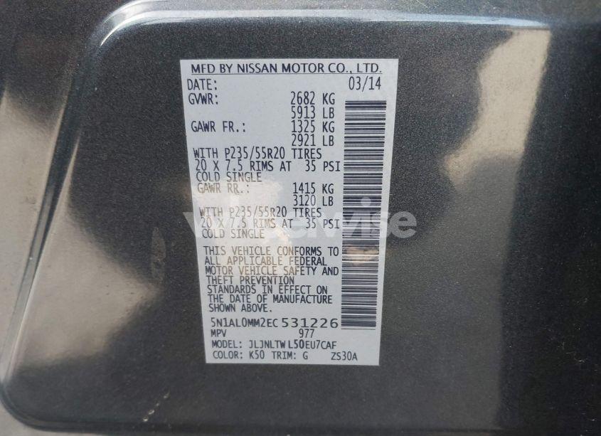 Photo 9 of 2014 Infiniti Qx60 (VIN 5N1AL0MM2EC531226)