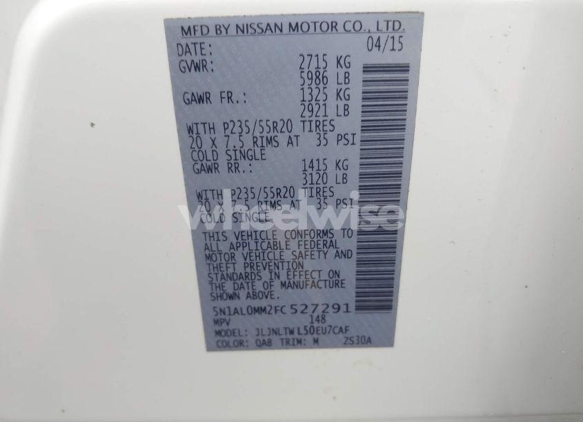 Photo 9 of 2015 Infiniti Qx60 (VIN 5N1AL0MM2FC527291)