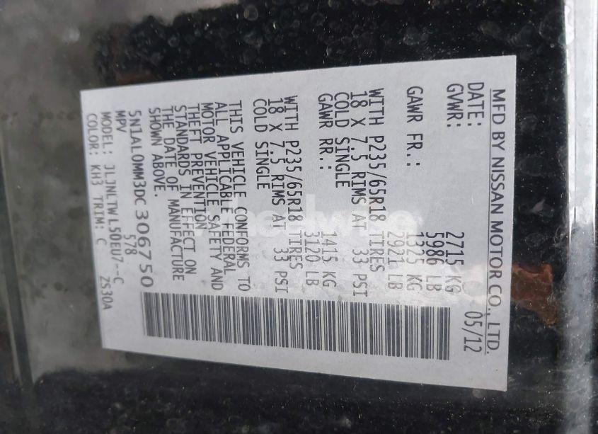 Photo 9 of 2013 Infiniti Jx35 (VIN 5N1AL0MM3DC306750)