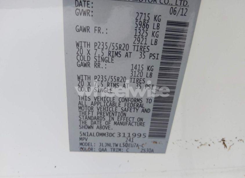 Photo 9 of 2013 Infiniti Jx35 (VIN 5N1AL0MM3DC311995)