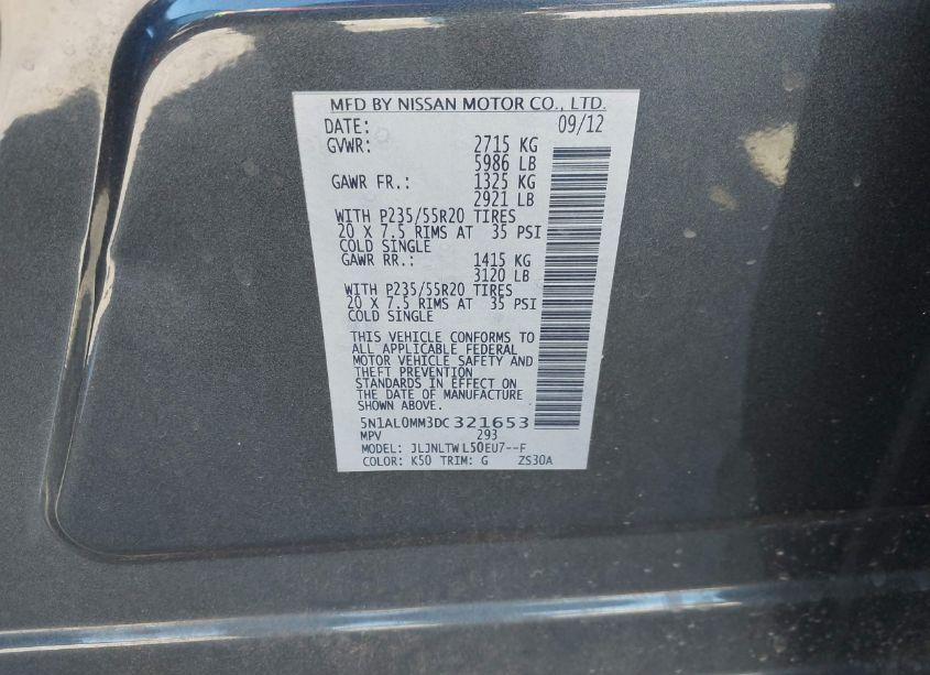 Photo 9 of 2013 Infiniti Jx35 (VIN 5N1AL0MM3DC321653)