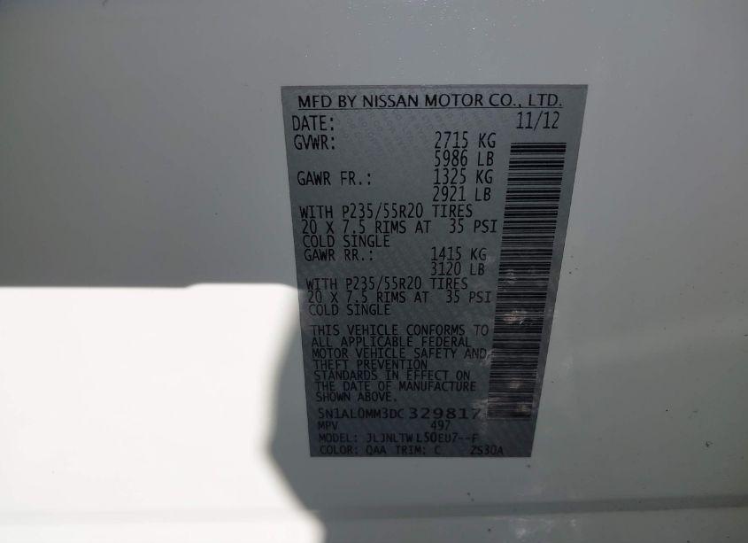 Photo 9 of 2013 Infiniti Jx35 (VIN 5N1AL0MM3DC329817)