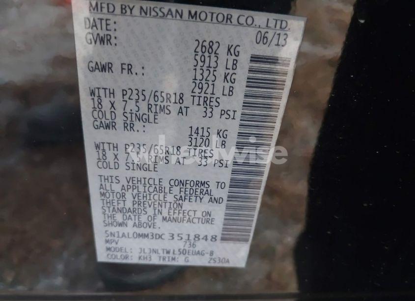 Photo 9 of 2013 Infiniti Jx35 (VIN 5N1AL0MM3DC351848)