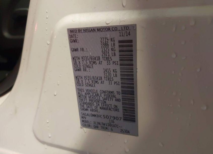 Photo 9 of 2015 Infiniti Qx60 (VIN 5N1AL0MM3FC507907)