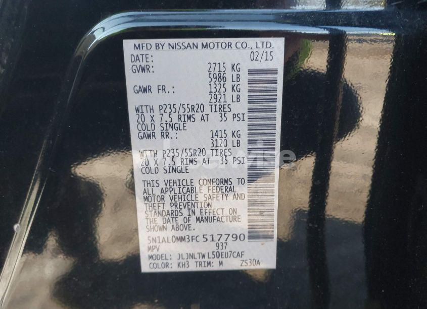 Photo 9 of 2015 Infiniti Qx60 (VIN 5N1AL0MM3FC517790)