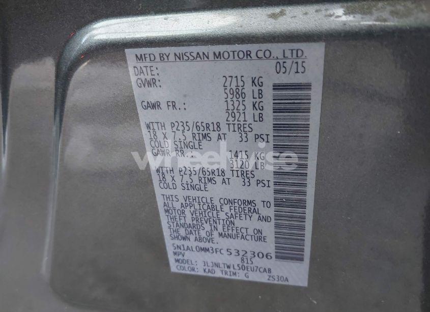 Photo 9 of 2015 Infiniti Qx60 (VIN 5N1AL0MM3FC532306)
