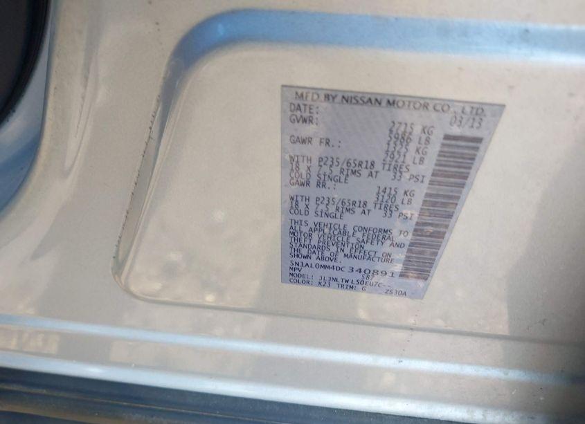 Photo 9 of 2013 Infiniti Jx35 (VIN 5N1AL0MM4DC340891)