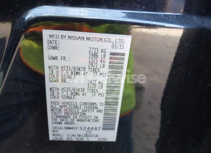 Photo 9 of 2015 Infiniti Qx60 (VIN 5N1AL0MM4FC524487)