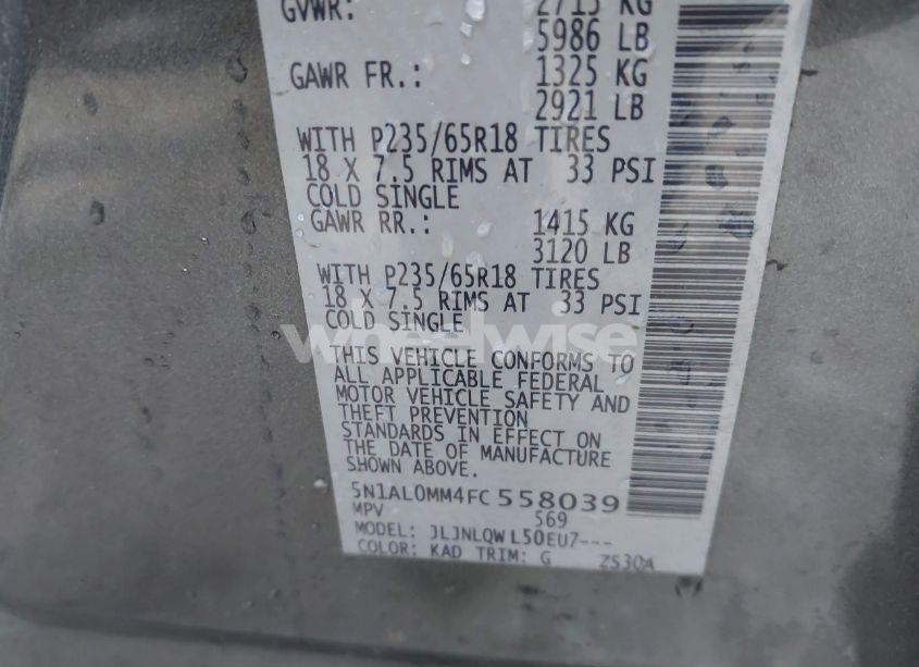 Photo 9 of 2015 Infiniti Qx60 (VIN 5N1AL0MM4FC558039)