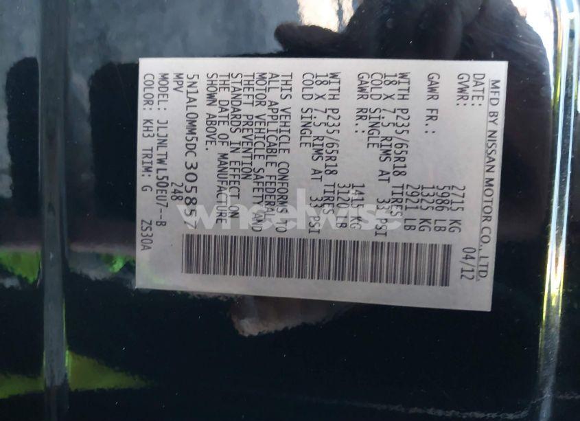 Photo 9 of 2013 Infiniti Jx35 (VIN 5N1AL0MM5DC305857)