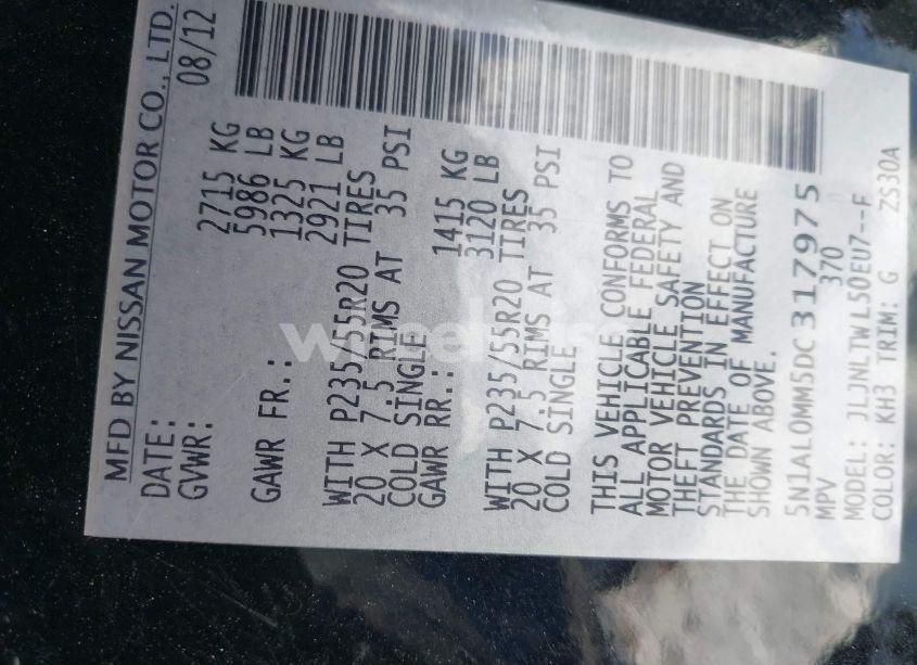 Photo 9 of 2013 Infiniti Jx35 (VIN 5N1AL0MM5DC317975)