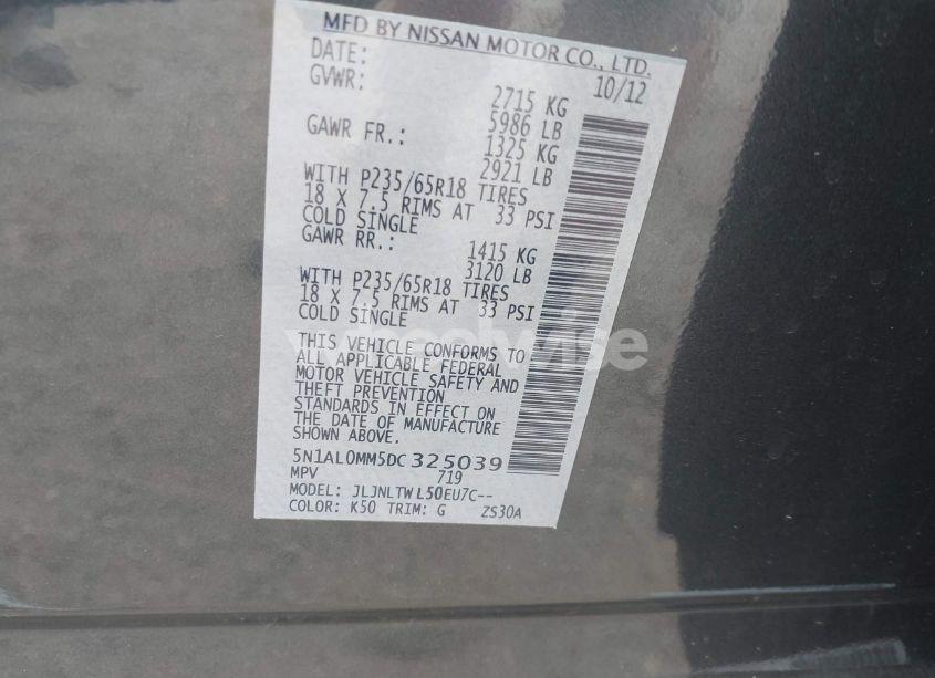 Photo 9 of 2013 Infiniti Jx35 (VIN 5N1AL0MM5DC325039)