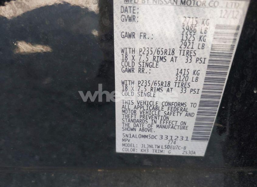 Photo 9 of 2013 Infiniti Jx35 (VIN 5N1AL0MM5DC331231)